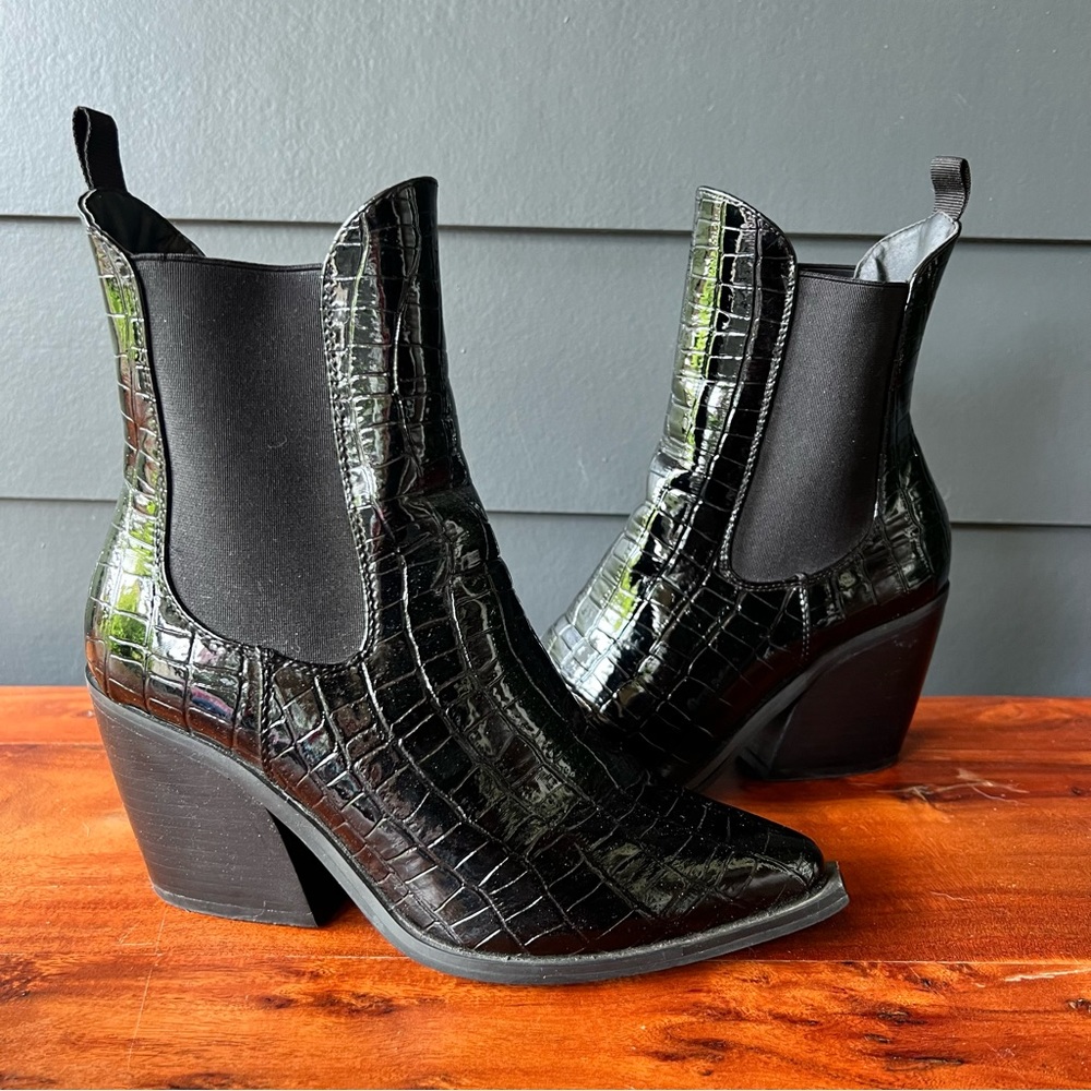 THERAPY JOSETTE BLACK CROC BOOTS